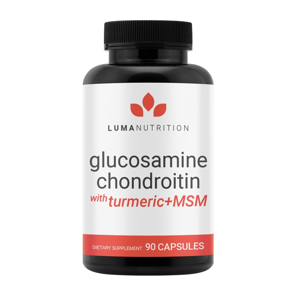 Luma Nutrition Glucosamin Chondroitin MSM - Gurkemeje, Boswellia - Premium supplement - for mænd og kvinder - Fælles tillæg - 90 kapsler