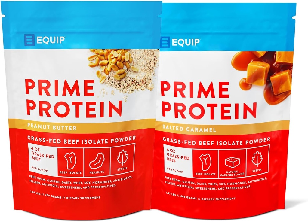 Equip Foods Prime Protein Powder Peanut Butter & Prime Protein Powder Salted Caramel