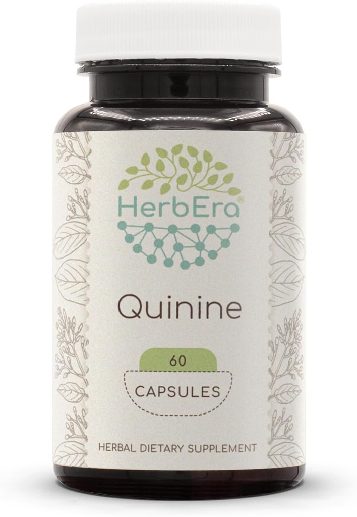 HerbEra Quinine 60 kapsler, 1000 mg, Wildcrafted Quinine (Cinchona officinalis) Tørret Bark (60 kapsler)