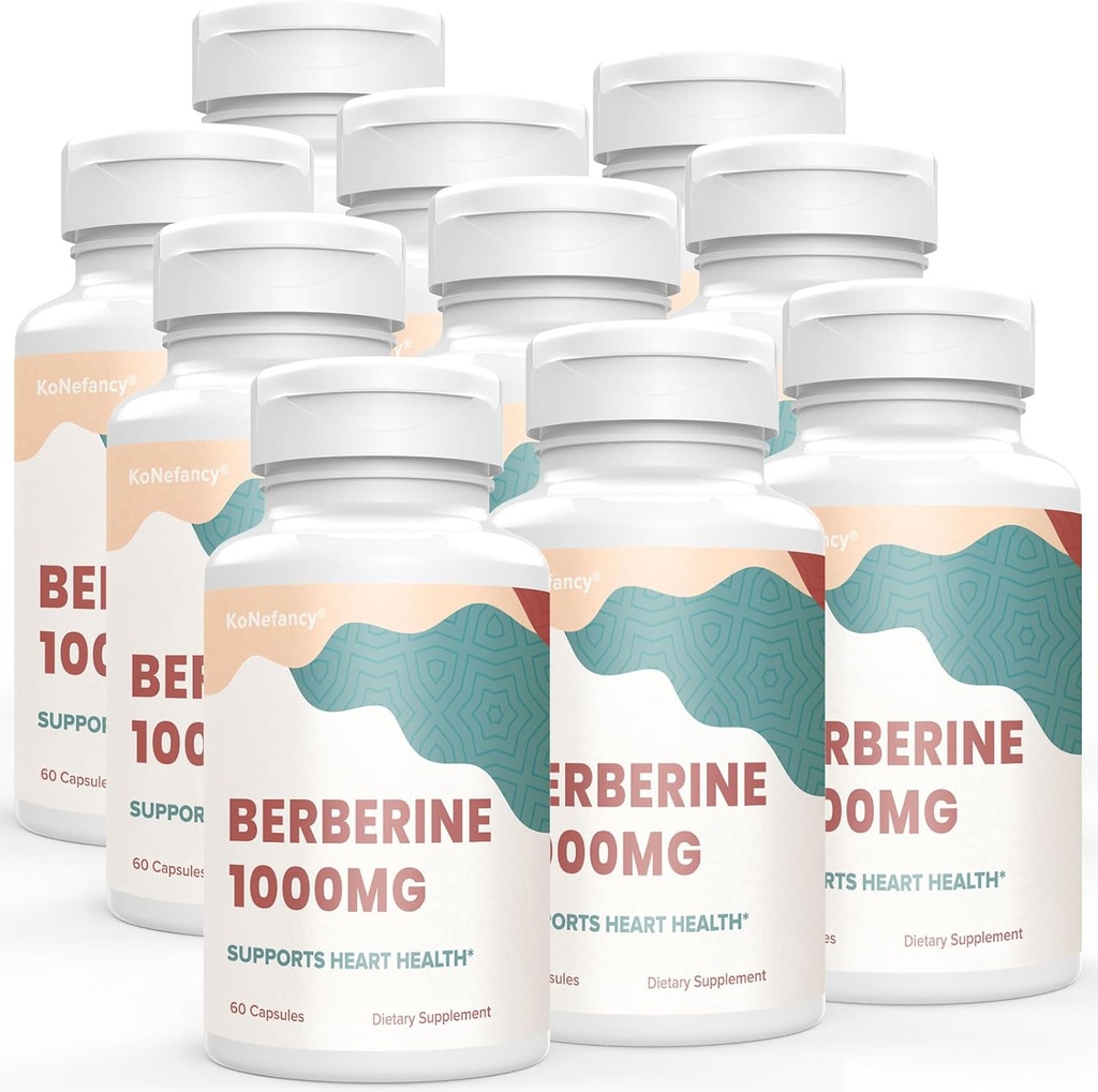 Berberine Supplement 1000mg, Høj Absorption Berberine HCL Plus Vegankapsler med Silymarin Herbal Complex Formel, 60 Greve (pakning med 10)