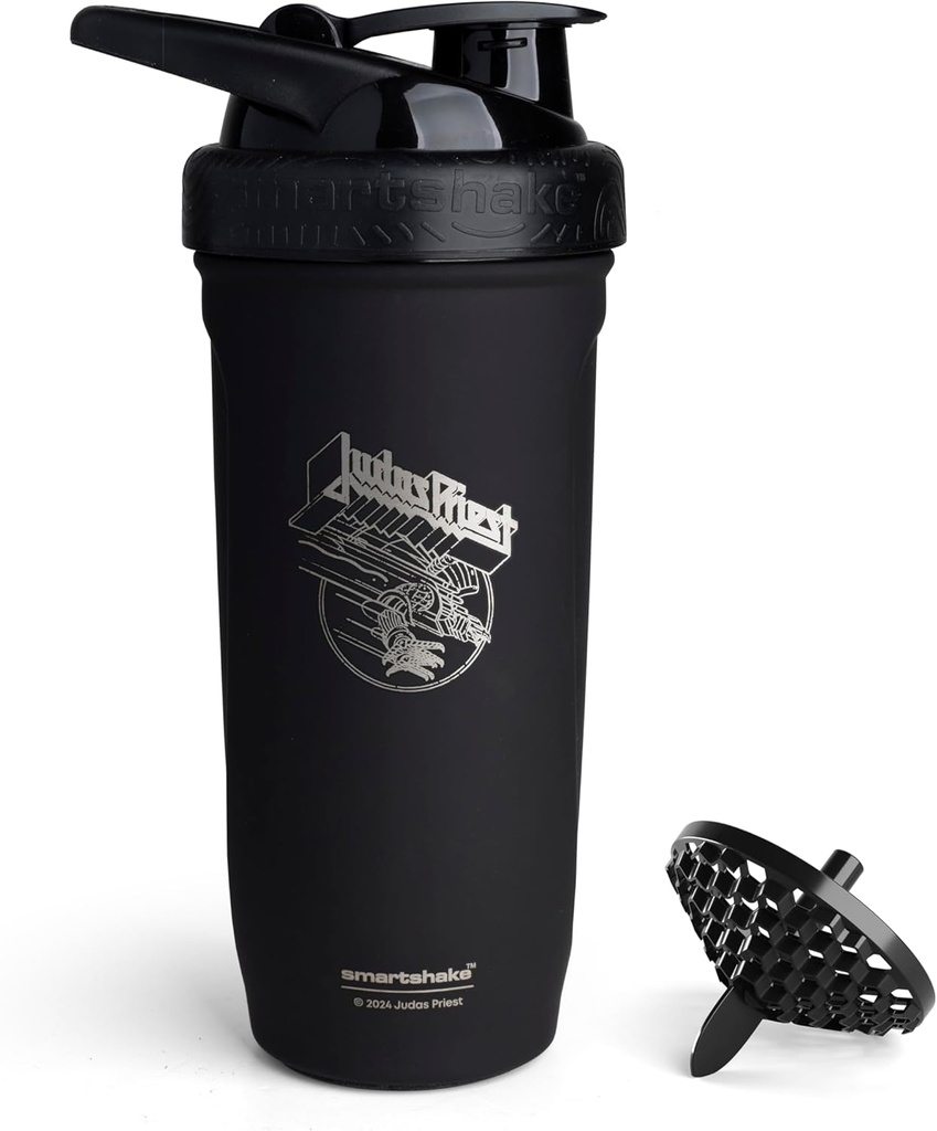 Smartshake Rockband Reforce rustfrit stål Protein Shaker Flaske 900 ml • 124; 30 oz - Læbefast Screw- on Lid - BPA Free - Ikke isoleret - Unisex (Judas Priest logo)