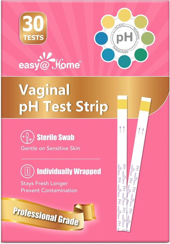 Easy @ Home Vaginal pH Test -30 Strips Beeg 124; BV Test Kit at Home for Women