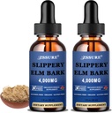 Organic Slippery Elm Liquid Drops (2 Pack) - Slippery Elm Bark Tincture Extract til fordøjelse, Vegan, Alkohol & sukkerfri, Natural Antioxidant, Fast Absorption, Non- GMO supplement