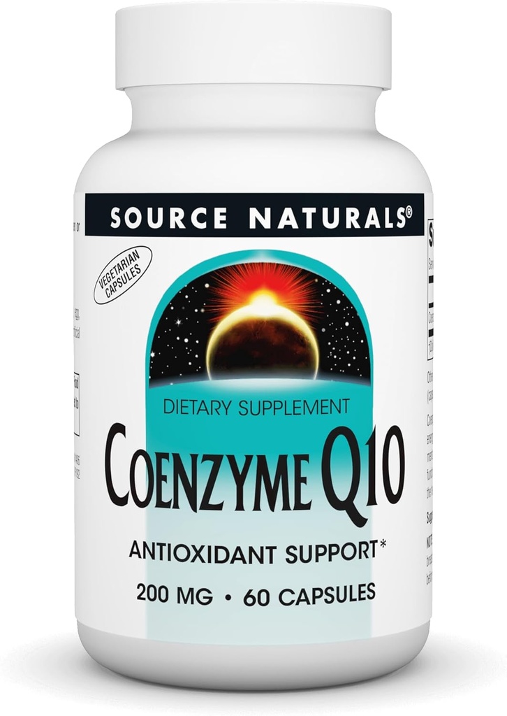 Source Naturals Coenzym Q10 Antioxidant Support 200 mg til hjerte, hjerne, immunitet, & leverstøtte - 60 vegetariske kapsler
