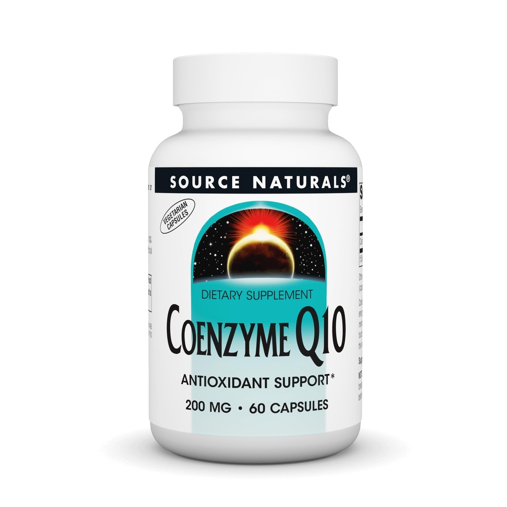 Source Naturals Coenzym Q10 Antioxidant Support 200 mg til hjerte, hjerne, immunitet, & leverstøtte - 60 vegetariske kapsler