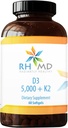 RHMD D3 5000 + K2 Kosttilskud (60 Softgel)