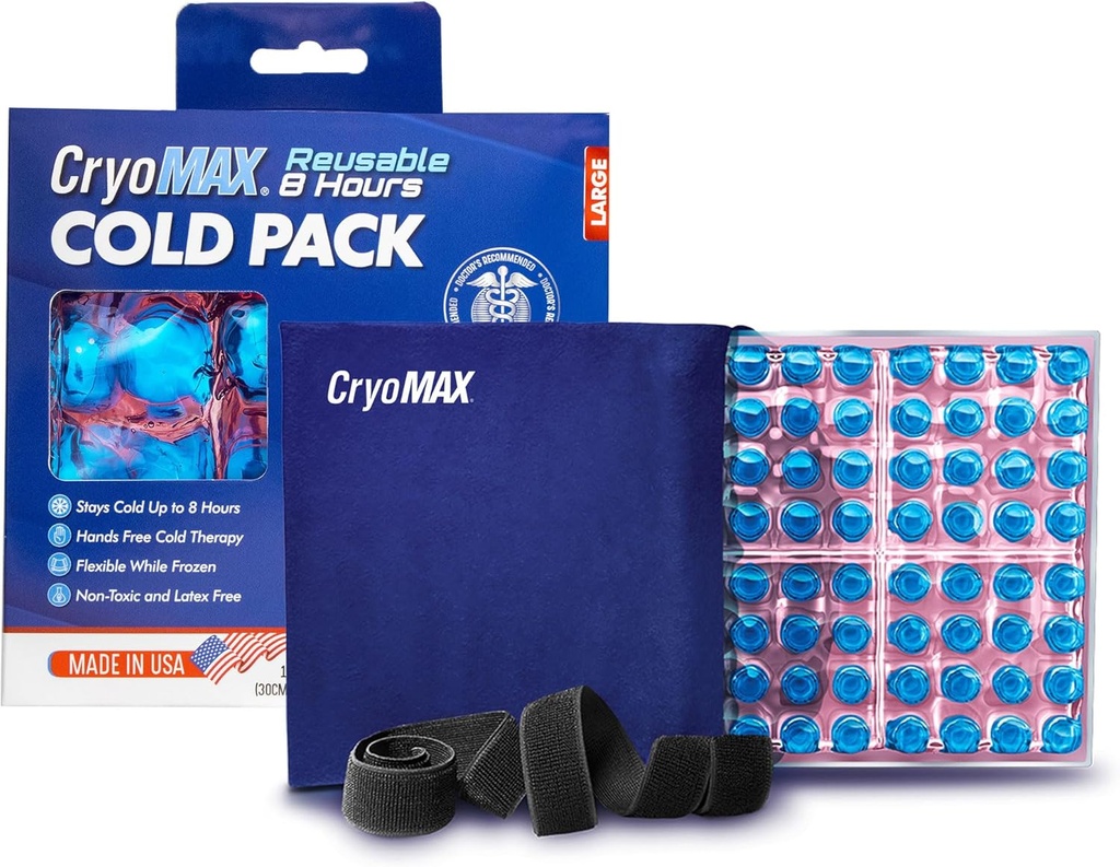 CryoMAX Cold Pack, Genanvendelig, Latex Free, 8 timers kold terapi, Stor, 12 "x 12" (1 greve)