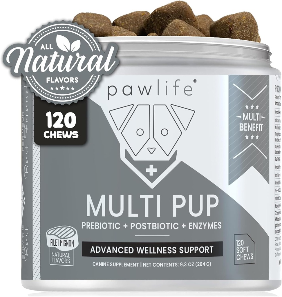 Alle naturlige Multivitamin Soft Chews til hunde; Glucosamin Chondroitin til fælles støtte med Probiotika til Gut & immunforsvar