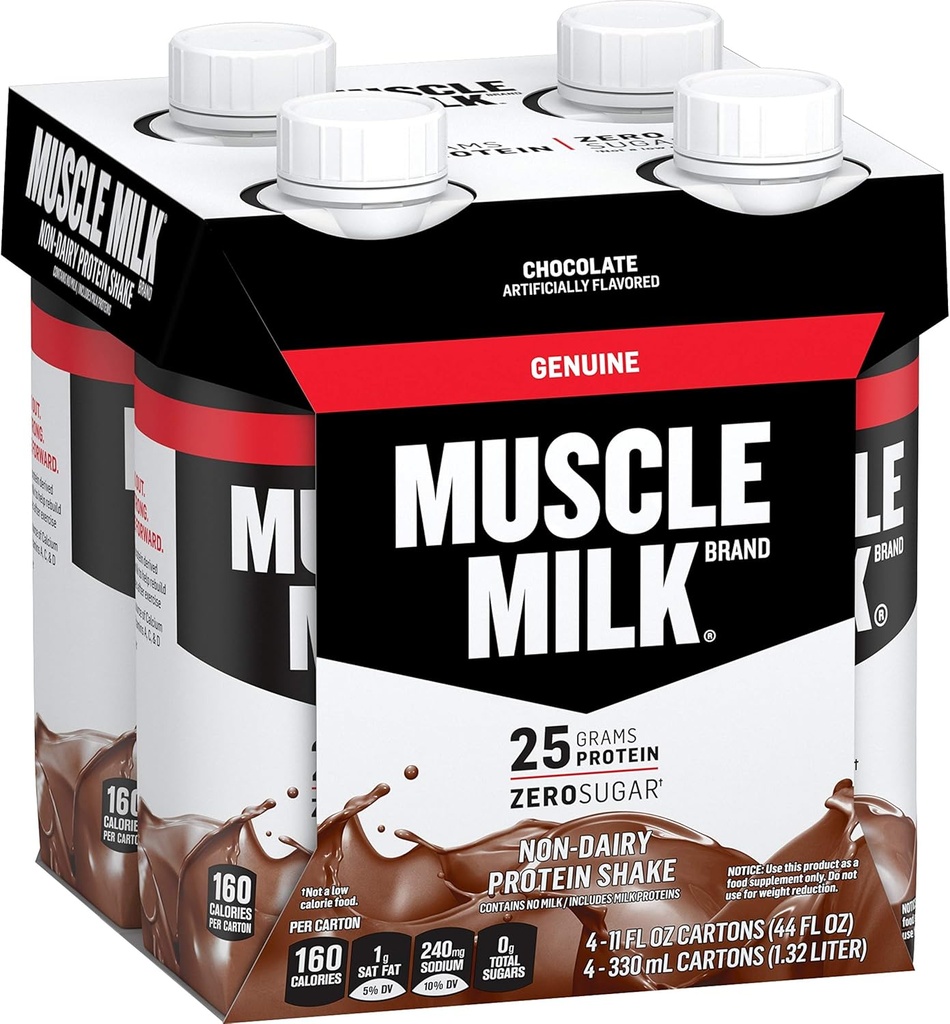 Muscle Milk Genuine Protein Shake, Chocolate, 25g Protein, 11 Fl Oz (Pack of 4)
