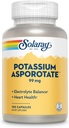 Solaray Kalium Asporot Chelated Supplement, Electrolyte Balance & Heart Health Support, 100 Servere, 100 Kapsler