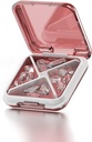 Lille pilleboks Vandtæt rejse pill sag Portable Daily Pill Container Pill Holder til purse 4 Compartments Pocket Compact Medicine Organizer for Fish Oils, Kosttilskud, Medicin (Pink)