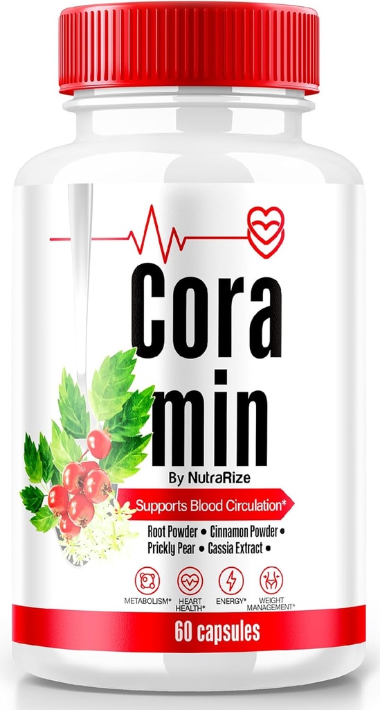 NutraRize Coramin kapsler, All- Natural Formel til at opretholde sunde niveauer, Maksimal styrke supplement, Premium Blood Flow Support, officielle Vitamin piller, Cora min Capsulas Anmeldelser (60 Kapsler)