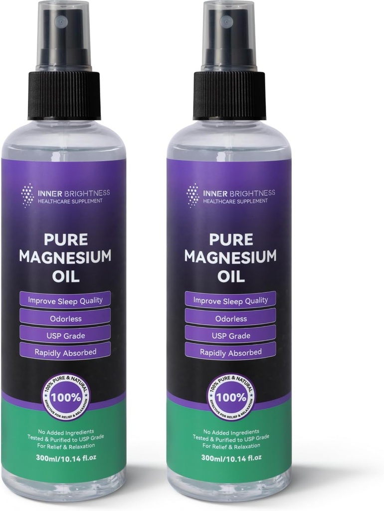Lavendel Magnesium Oil Spray, Magnesium Oil for Feet - Big 10oz, 100% Natural & Pure, Fast Absorption for Full- Body Wellness, Muscle, Hår & Hud Sundhed - USP Grade - 2 Pack