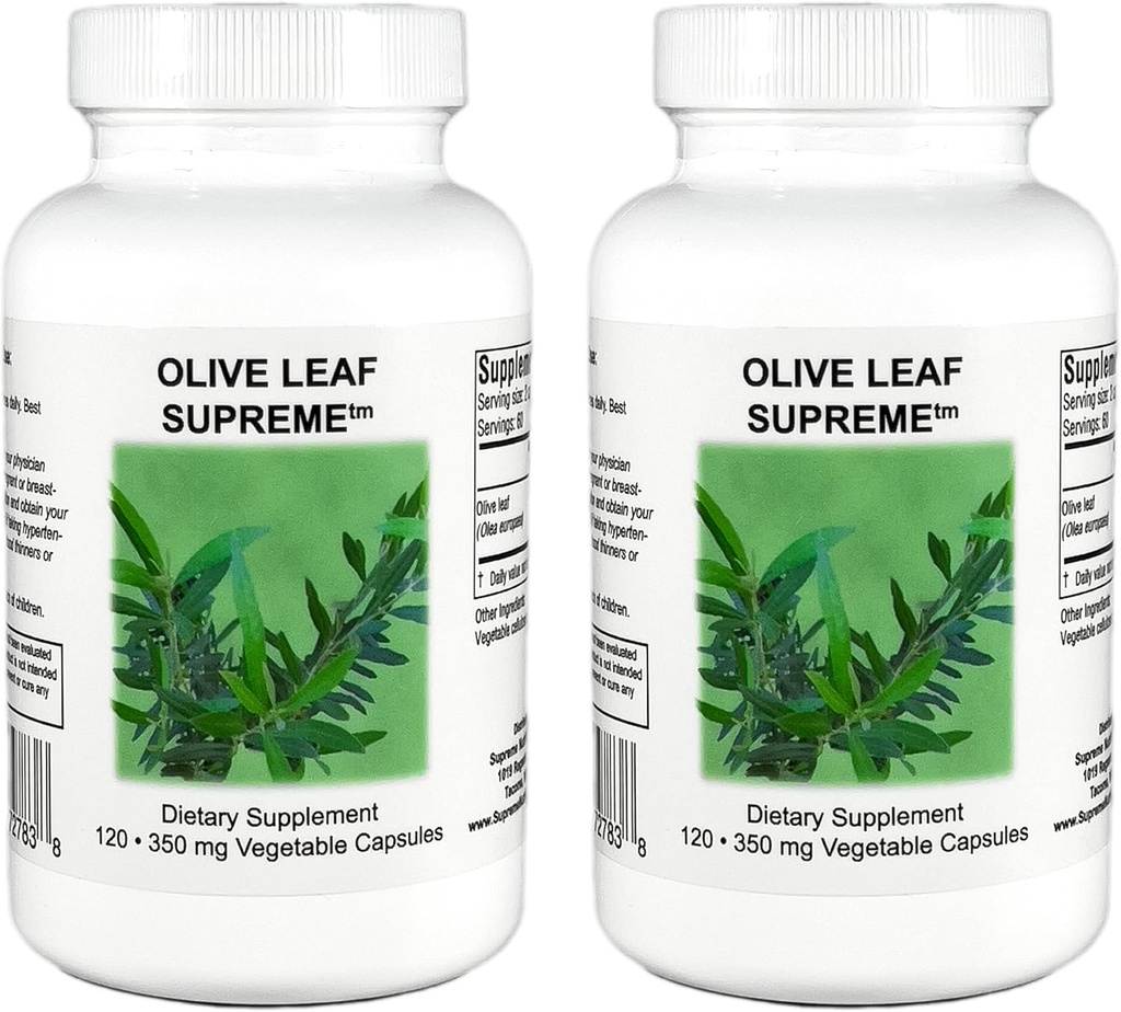 Supreme Nutrition Olive Leaf Supreme, 120 Pure Olive Leaf Vegetarian Capsules | 2 Pack