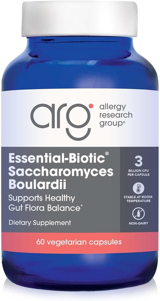 Allergy Research Group Essential- Biotic Saccharomyces Boulardii 450mg Probiotic Supplement - S. Boulardii Probiotic Gær, Friendly Bacteria Sted, GI Tract Support - 60 Greve