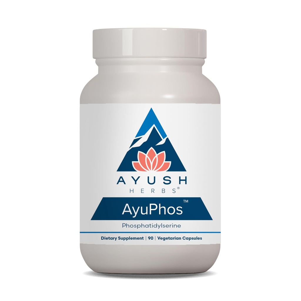 Ayush Herbs AyuPhos - Phosphatidylserine supplement til mænd og kvinder, Soy- Free Phosphatidylserine, hjerne, hukommelse, & kognitiv støtte til voksne, 200mg Per Pill - 90 Vegetariske kapsler (1 tæller)