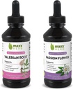 Bedre søvn bundle - Maxx Herb Passion Flower Extract + Valerian Root Extract - for afslapning og stress management, Alkoholfri - (1 Hver) 4 Oz Flaske (60 Servere)