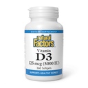 Naturlige faktorer, vitamin D3 5000 IE (125 mcg), understøtter stærke knogler, muskler og immunfunktion, 360 Softgels