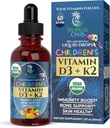 USDA Organic Vitamin D3 K2 Liquid Drops Б124; Vitamin D3 K2 Supplement for Kids & Toddlers Age 1 + Б124; Kids Supplement for Calcium Absorption Strong Bones Б124; Vegan, Non- GMO Note 124; 2 Fl Oz