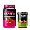 Nutrologi TRIPACT Protein Powder, 7- in-1 Meal Erstatning Shake, Superberry (40 Servere) Greens & Fruits Powder- Naturlig Sourced Superfood, Chokolade (30 Servere)