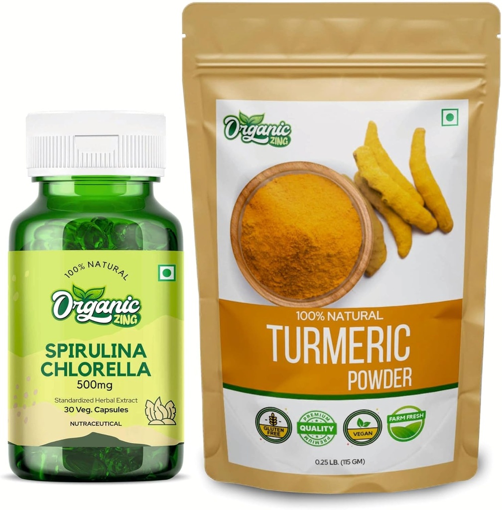 ORGANISK ZING Spirulina Capsules- 30Cap & gurkemeje Powder- 115g