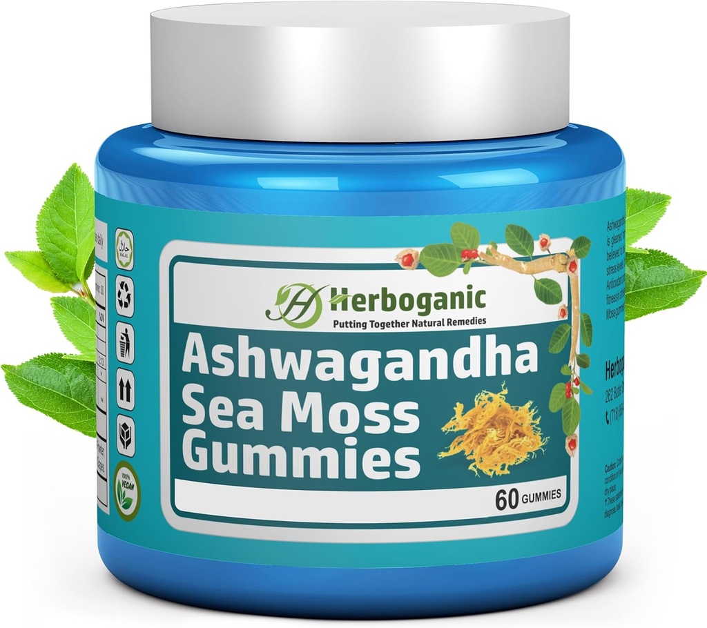 HERBOGANIC Ashwagandha Sea Moss Gummies - 60 Greve