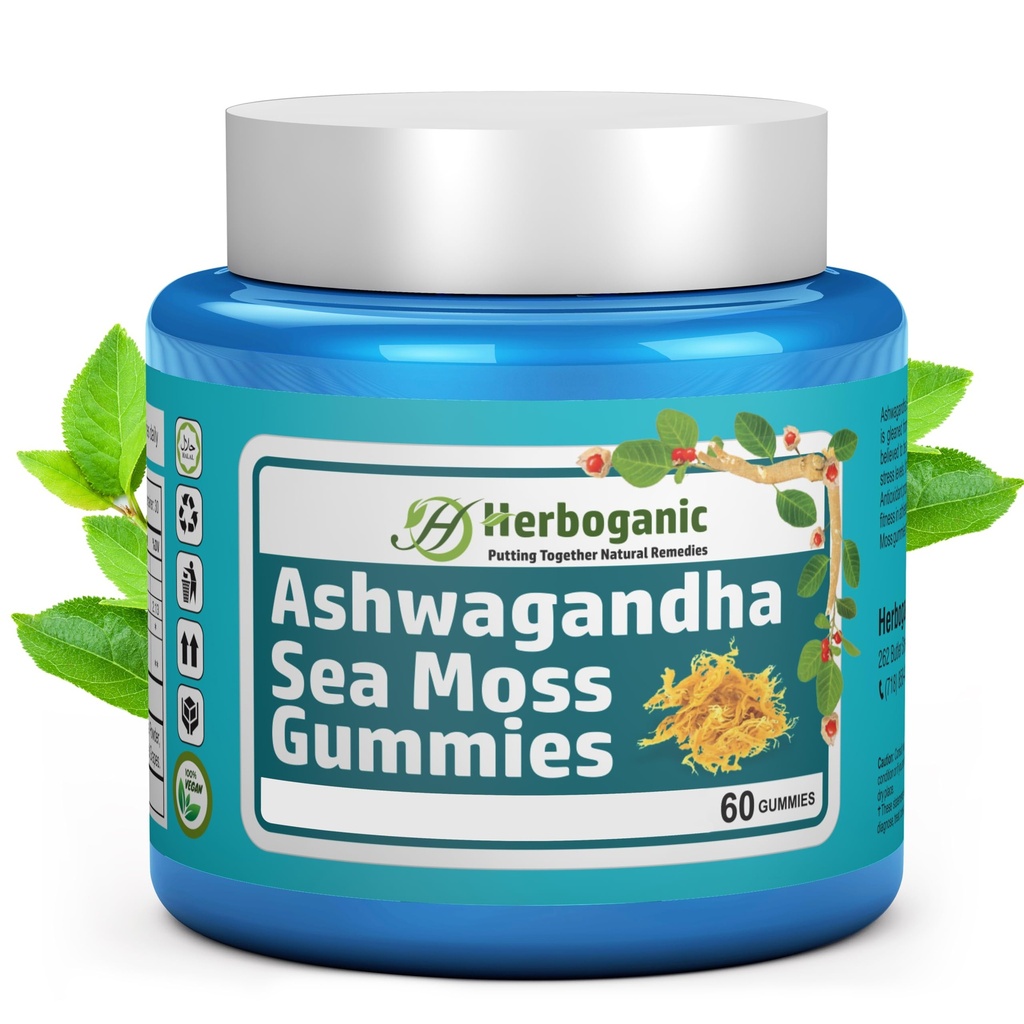 HERBOGANIC Ashwagandha Sea Moss Gummies - 60 Greve
