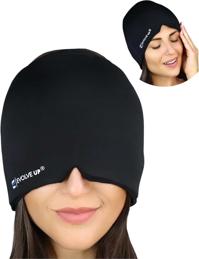 Hurtig fungerende Migræne Relief Cap - Designet til Migræne, Sinus Tension Hovedpine Relief, Double Layer Gel Ice Mask, Therapeutic Migræne Mask - Cold & Hot Compression, One Size Fits All