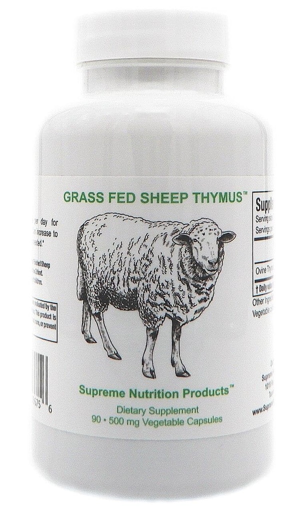 Supreme Nutrition Sheep Thymus - 100% Græs Fed og færdig i New Zealand, 90 Kapsler af Pure Ovine Thymus