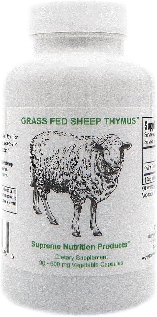 Supreme Nutrition Sheep Thymus - 100% Græs Fed og færdig i New Zealand, 90 Kapsler af Pure Ovine Thymus