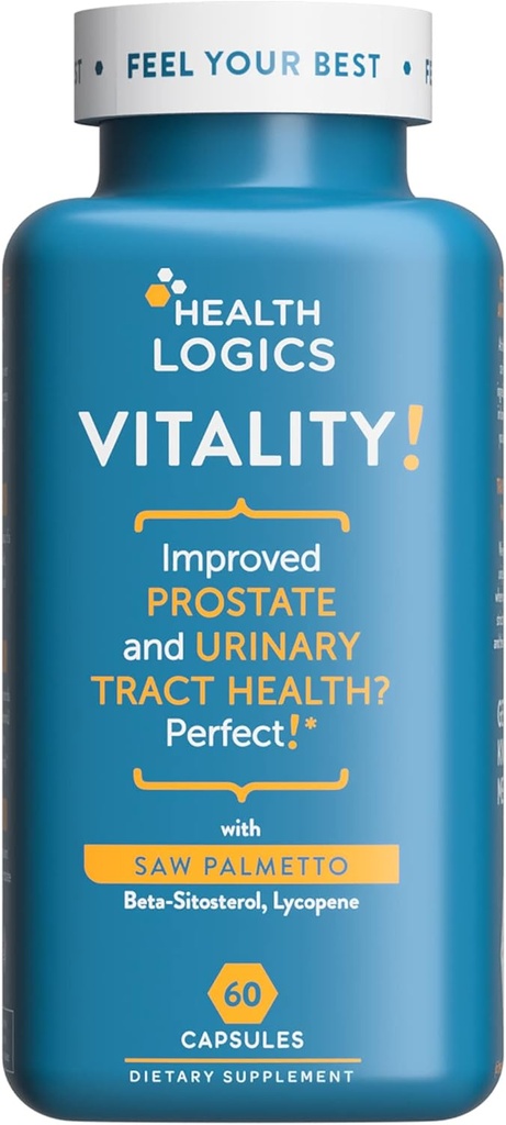 Sundhed Logics Vitality! Prostata sundhed formula- med Saw Palmetto, Phytosteroler, Lycopene, Pumpkin, Stinging Nettle- Understøtter Prostata og urinvejssygdomme