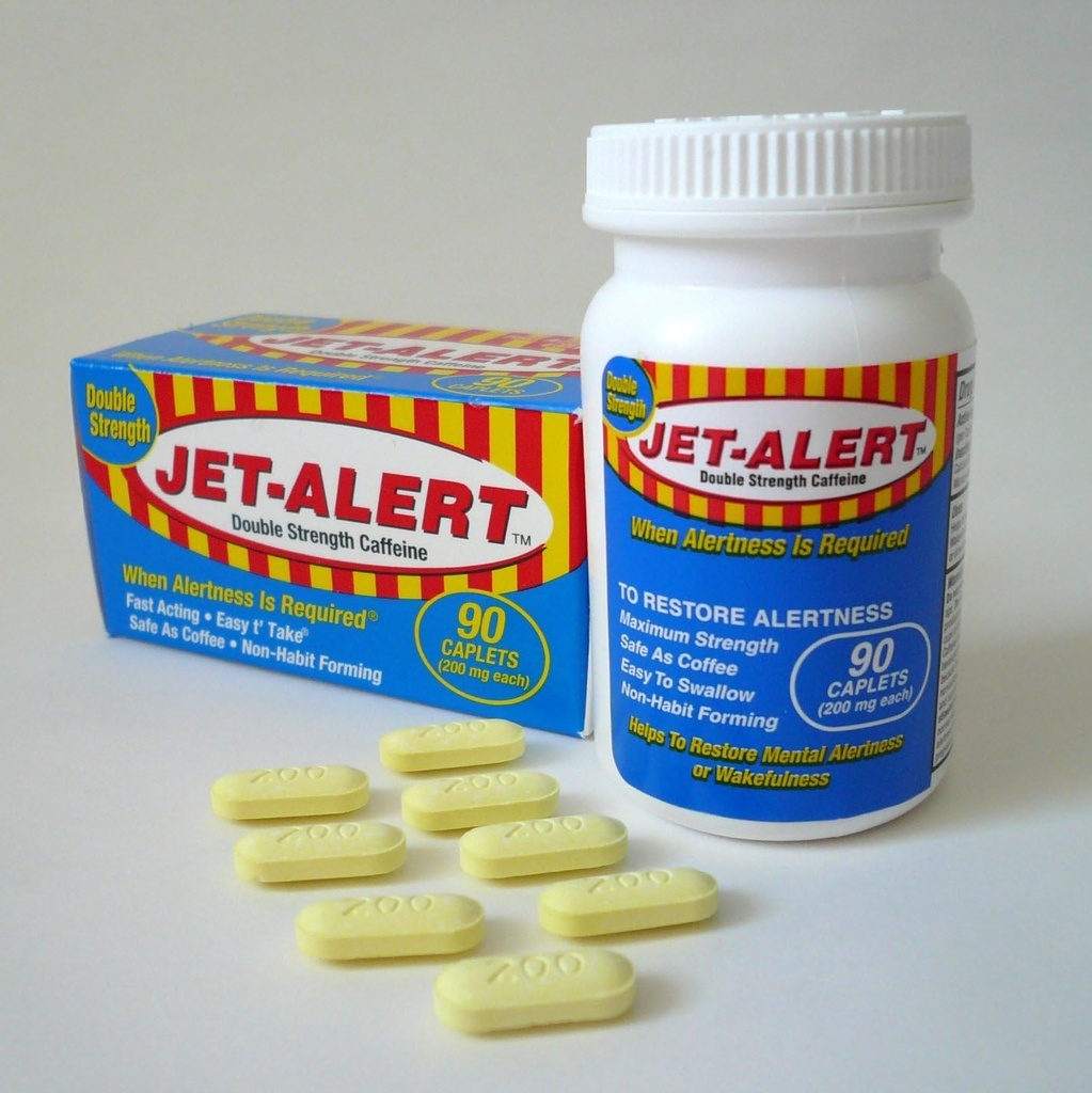 Jet Alert Double Strength Alerness Aid Caplets, 200mg- 90 Ct Value Packs (4)