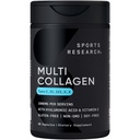 Sports Research ® Multi Collagen Pills for Women & Men - Collagen Peptider (Type I, II, III, V, X) Forbedret med Hyaluronsyre & C-vitamin - Gluten Free Measures · Non- GMO - 90 Kapsler