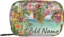 Custom Pill Box 7 Dag Pill Case Bag Oil Painting Hawaii Blomster Personaliseret Navn Rejse Pill Organizer Bag med lynlås Portable ugentlige sag Kompakt størrelse for Vitamin Supplement Holder