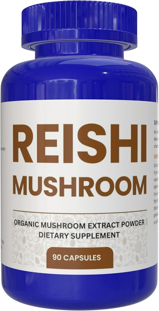 Reishi Mushroom 90 Kapsler, Potent Mushroom supplement til immunsystemet støtte og forsvar af dobbelt træ, hjerte sundhed, kvalitetssøvn (100% økologisk, Vegan, non-GMO)