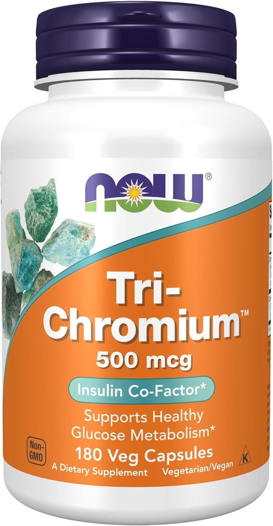 Now Foods Supplements, Tri- Chrom ™ 500 mcg med kanel, Insulin Co- Factor *, 180 Veg kapsler
