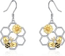 LUHE Bee øreringe til kvinder 925 Sterling Sølv Bumble øreringe med Honeycomb Honeybee smykker Dangle gaver til kvinder