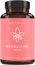 ACEWORKZ Berberine HCL 1200mg Supplement - 97% høj renhed - Support Weight Management, Craving Control, Heart & Gut Health (60 kapsler)