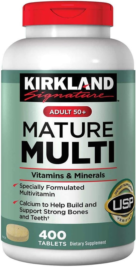 KIRKLAND Signature Adult 50+ Multi Vitamins & Minerals, 400 Tablets (2 Pack)