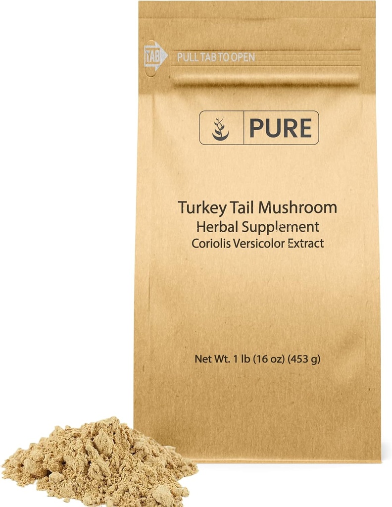 PURE ORIGINALSKE INGREDIENSER Tyrkiet Tail Mushroom Powder (1lb) Trametes Versicolor, Coriolus Versicolor, Non- GMO