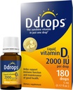 Ddrops Voksne 2000IE 180 dråber - flydende vitamin D3 tillæg, støtte stærke knogler & immunsystem