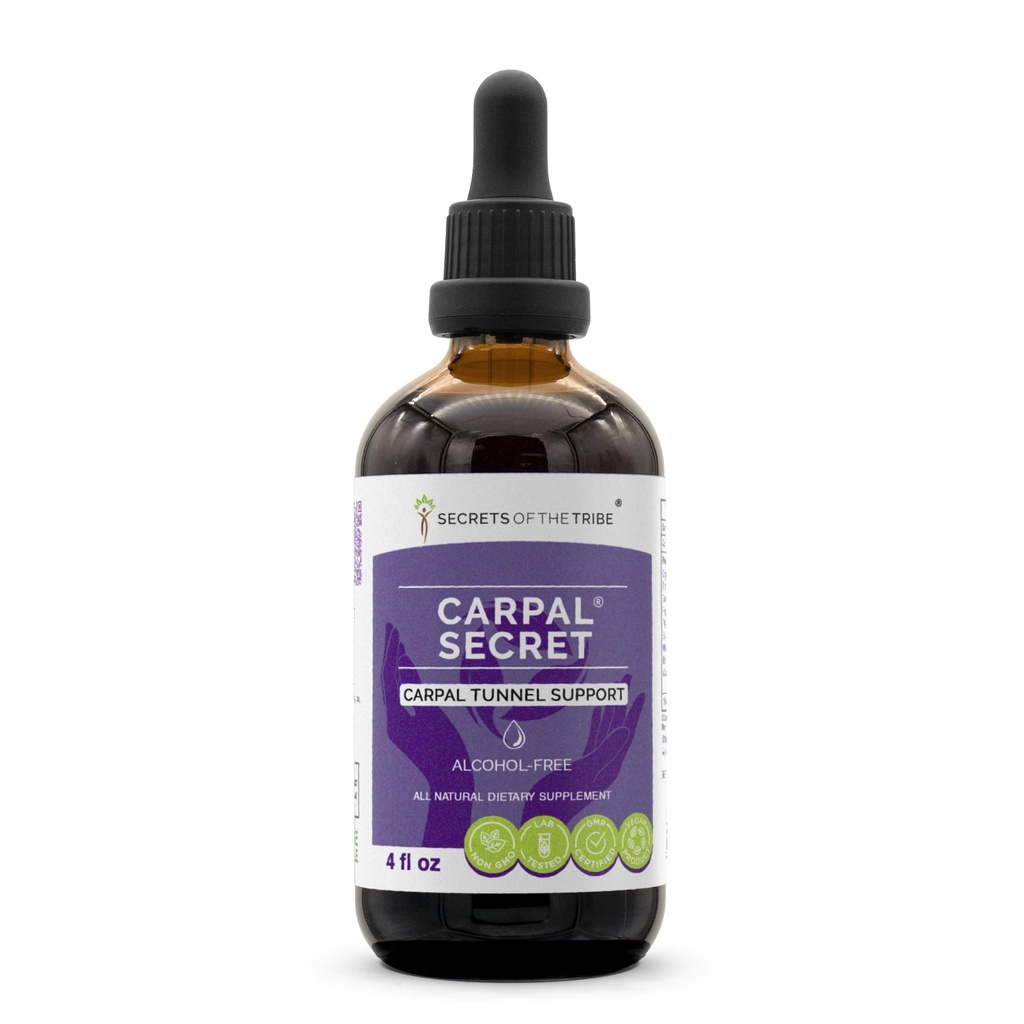 Secrets of the Tribe - Carpal Secret, Carpal Tunnel Support, Herbal Supplement Blend Drops Alkohol- Free Liquid Extract (4 fl oz)