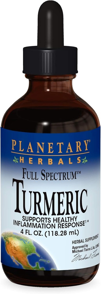 Planetariske Herbals Gurkemeje Uddrag Fuld Spectrum Væske, Støtte til Antioxidant og sund inflammation Response, 4 Ounces