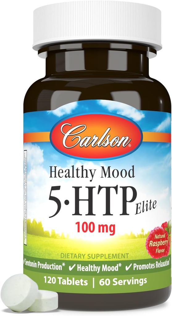 Carlson Sund Mood 5- htp Elite 50mg Hindbær Chewables, 120 tabletter