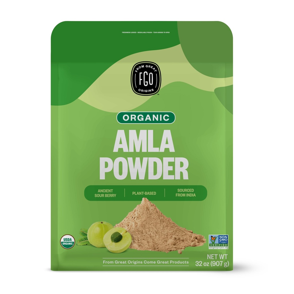 FGO Organic Amla Powder, 2 Pund / 32oz, USDA Organic Indian Gooseberry (Amalaki), Non- GMO, Natural Vitamin C - 100% Raw and Natural (Pack of 1)