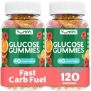 YUM- V 's Glucose Gummies - Fast fungerende Glucose Chewable Gummies - Great Tasting - Gluten Free, Vegan, Non- GMO - Orange & Berry Natural Flavor - 60 Chewable Gummy for voksne & Børn (pakke med 2)