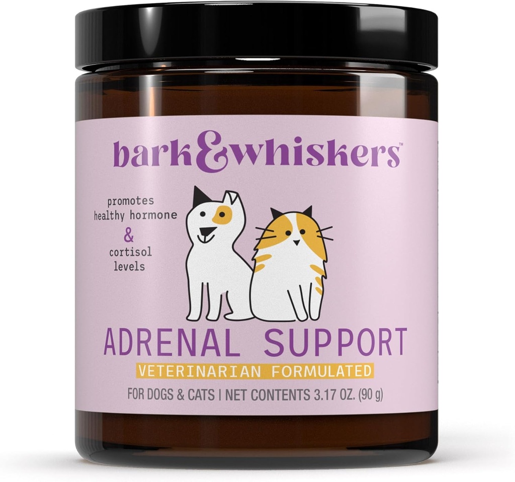 Bark & Whiskers Adrenal Support, for Dogs & Cats, 3.17 oz. (90 g), 90 Scoops, Promoes Sunde Hormone og Cortisol Niveauer, Veterinarian Formuleret, Non- GMO, Dr. Mercola