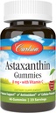Carlson - Astaxanthin Gummies, med C-vitamin, immunforsvar, antioxidant, hjertesygdomme, non-GMO, cherry flavor, 46 vegetariske Gummies