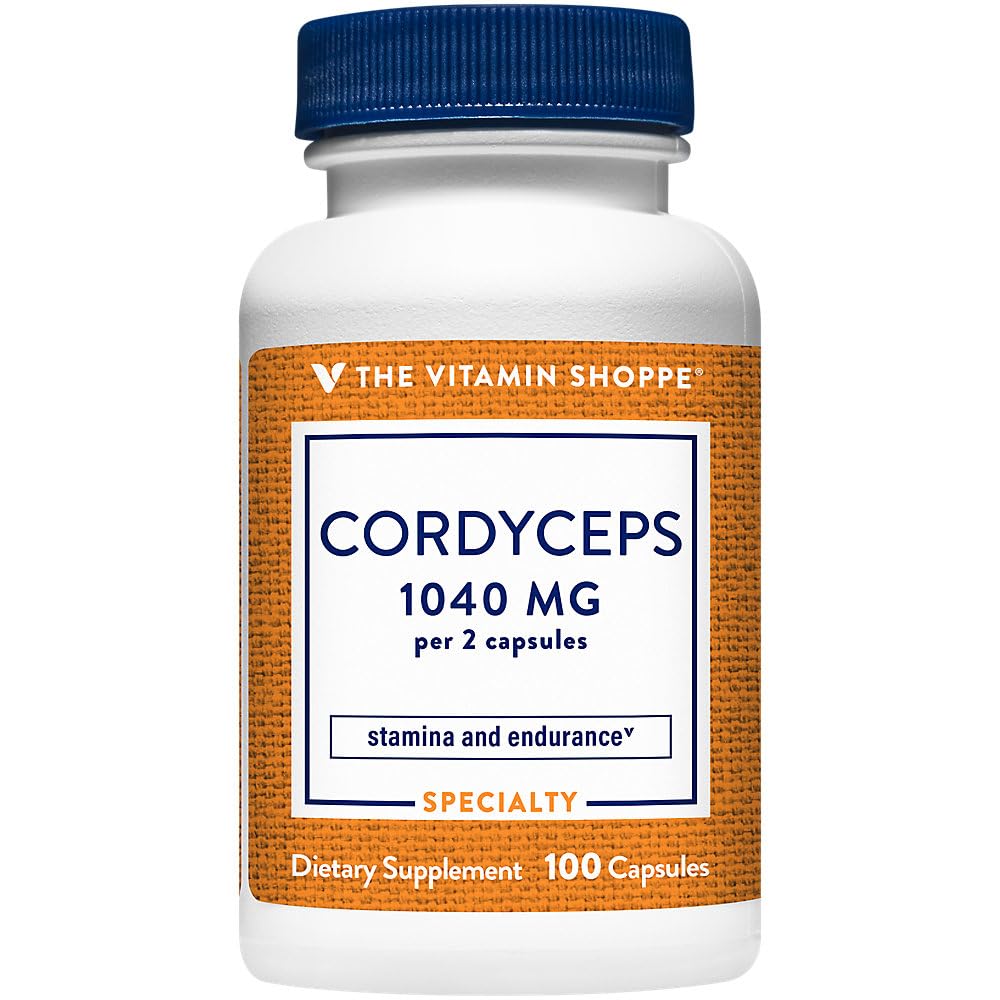 Den Vitamin Shoppe Cordyceps Mushroom Supplement 1.040MG, Understøtter Stamina og Endurance (100 kapsler)