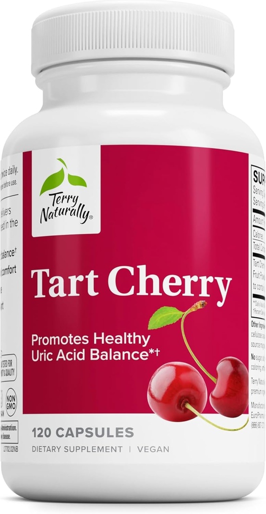 Terry naturligt Tart Cherry - Antioxidant supplement til støtte sund ursyre balance & fælles sundhed - Nutritional supplement - Kosttilskud til støtte inddrivelse efter øvelse - 120 kapsler